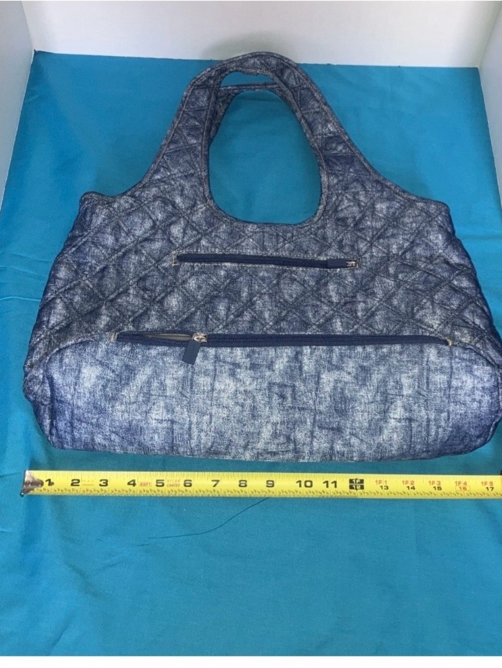 Ihkwip Quilted Denim Tote Bag in Blue